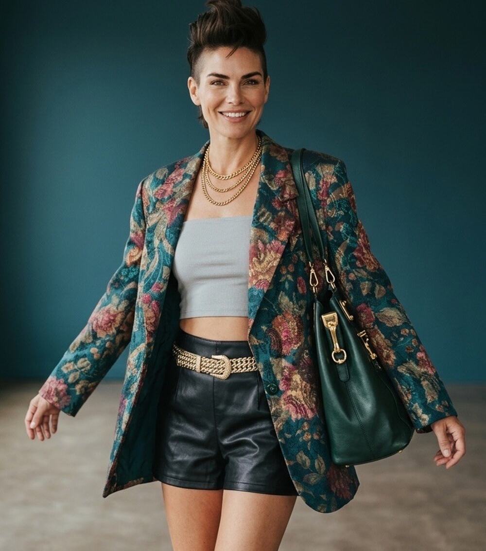 Vintage Oversized Blazer | Botanical Brocade | Dark Academia 1980s | Cottagecore